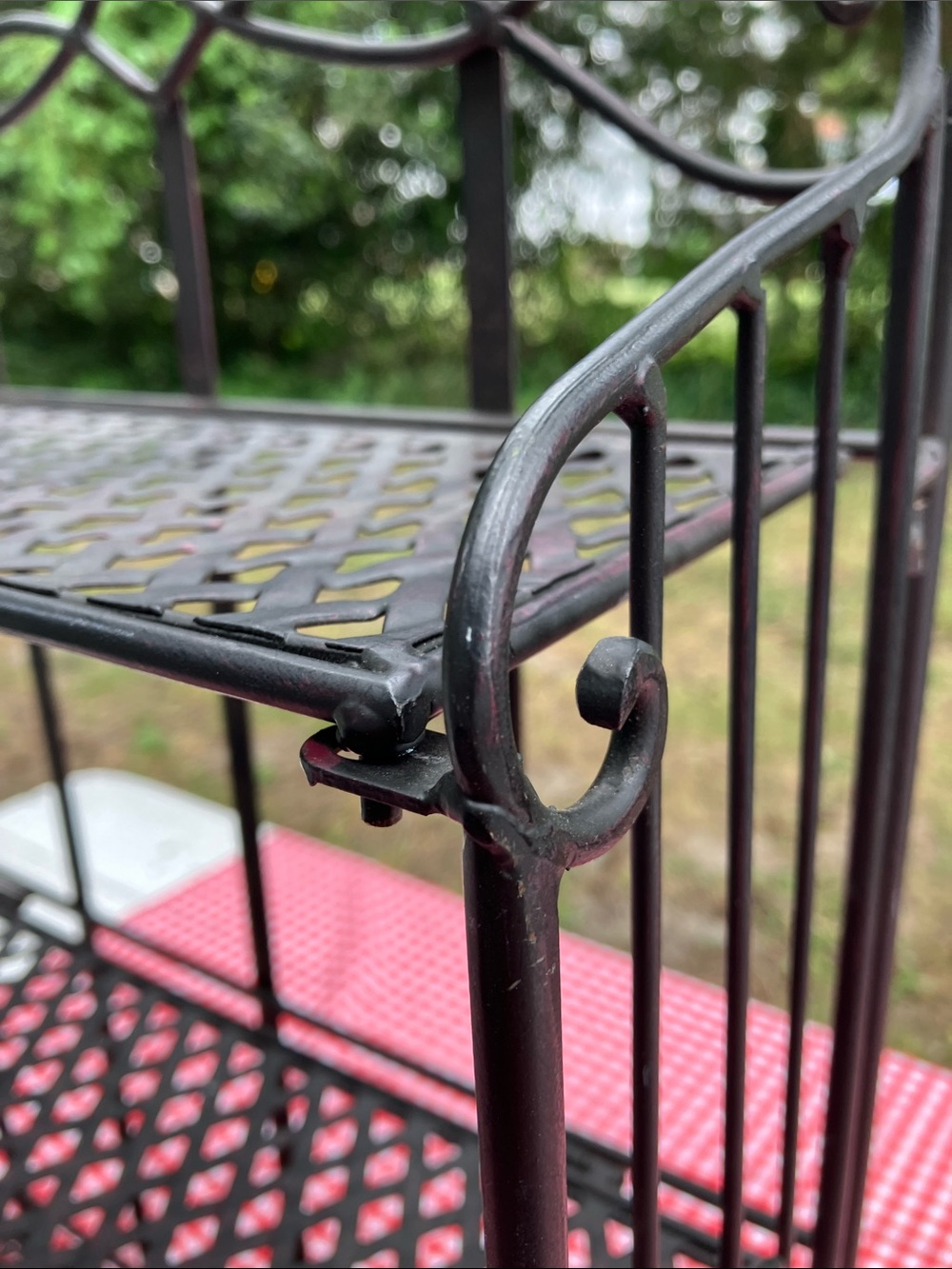 Cast Iron Three Shelf Stand With Lattice Shelves Which Fold Down - Picture 5 of 11